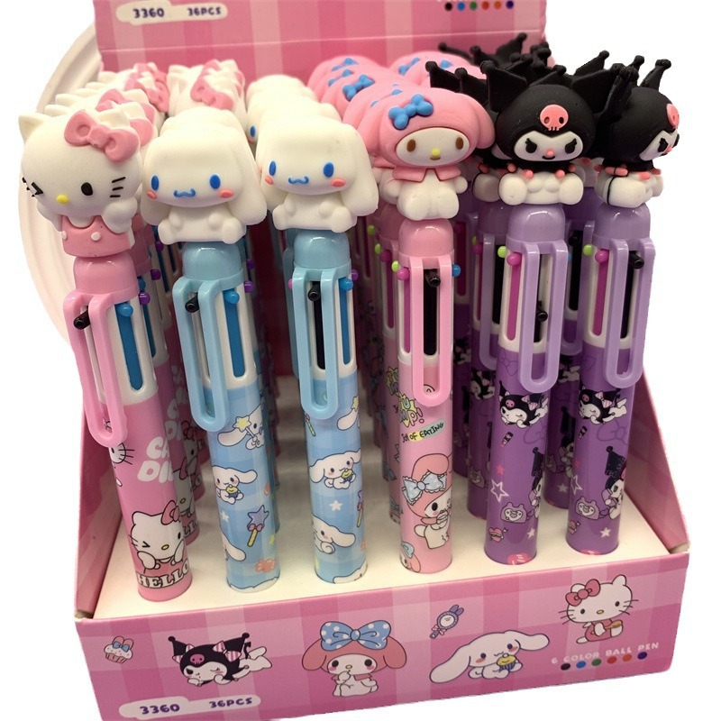 El Comercio exterior Sanrio coolomi de silicona de 6 colores bolígrafo gran oído perro melodía Spider-Man Multi-Color Diario pluma lote