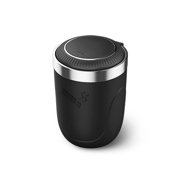 (New Link) Car Ashtray with Metal Liner, One-Touch Opening, and Soft Lighting