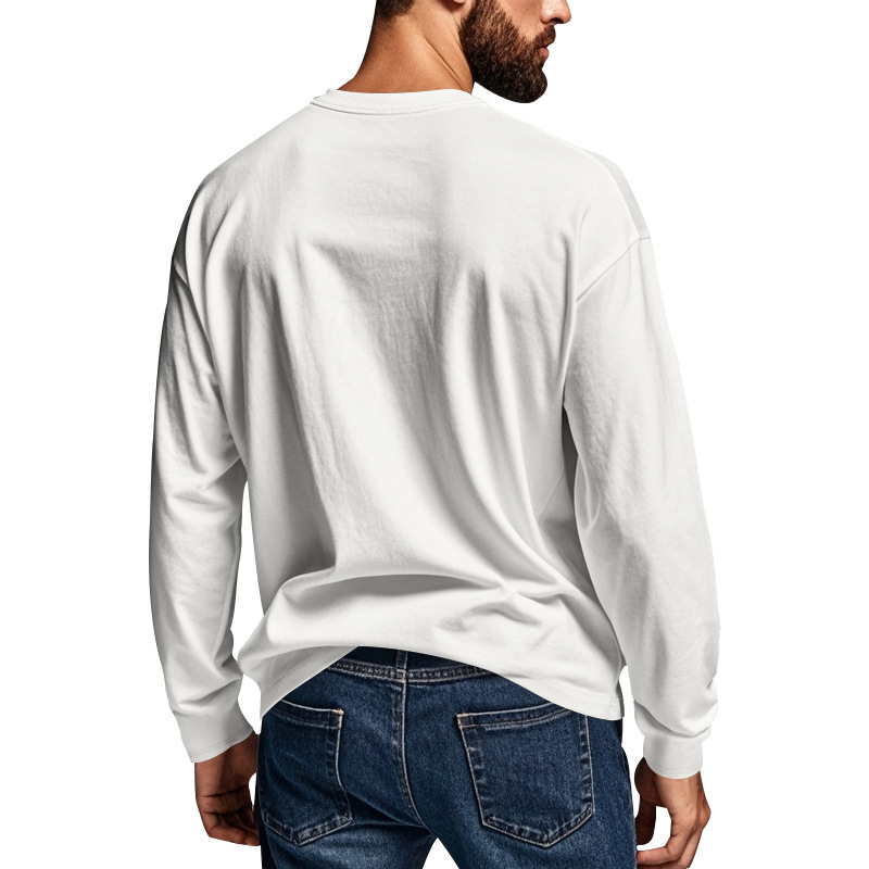Herr t-shirt slim fit långärmad rund hals för höst och vinter_voghion.com