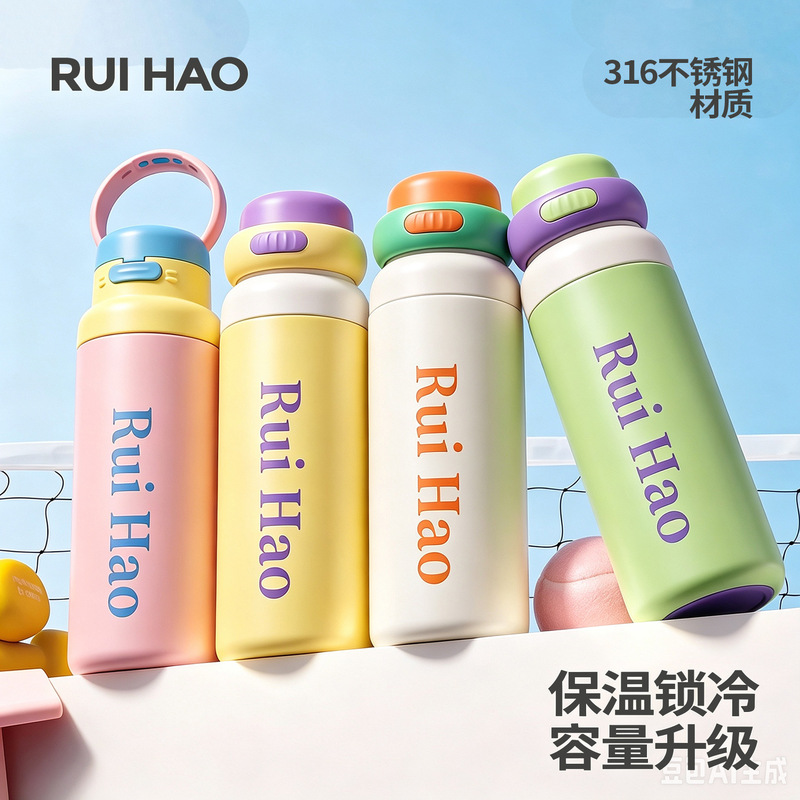 316 stainless steel, one-button pop-up lid, insulated water bottle, large-capacity water bottle, dual-purpose coffee cup with handle, keeps drinks warm