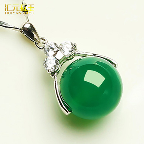 Ice Jade Agate S925 Silver Jewelry Pendant Red Agate Lucky Bead Clavicle Chain Pendant Live Broadcast Wholesale 