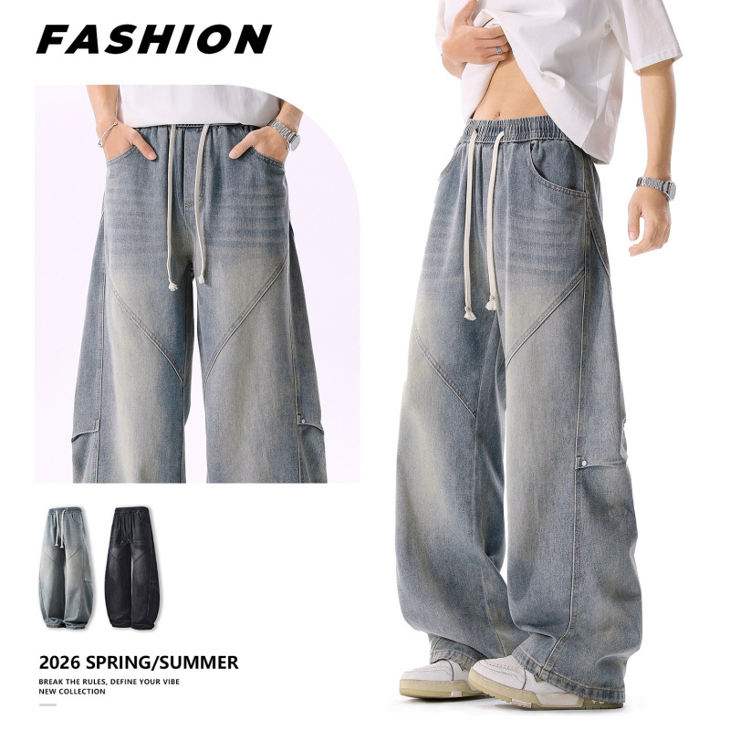 Spring Workwear Jeans for Men, Loose Straight-Leg Men's Jeans, Youth Flared Pants, American-Style Casual Long Pants Spring Workwear Jeans for Men, Loose Straight-Leg Men's Jeans, Youth Flared Pants, American-Style Casual Long Pants