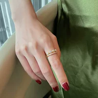 Алмазное Двухслойное кольцо, Женское кольцо, модный дизайн, персонализированное простое холодное кольцо на палец, регулируемое кольцо