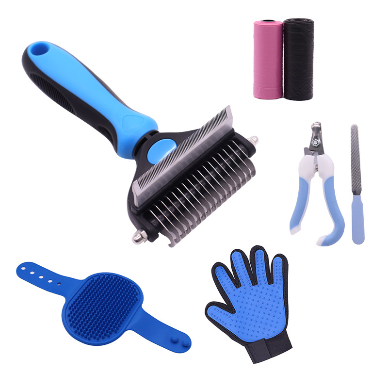 Peine de nudo abierto para mascotas, guantes para gatos, cortaúñas para perros, peine para perros, peine para gatos, peine para gatos, juego de suministros transfronterizos