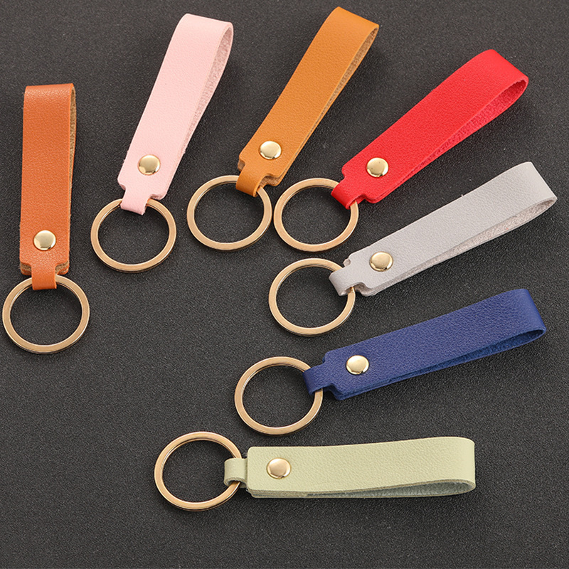 Creative PU leather key chain key chain leather personality pendant business gift leather car key rope factory