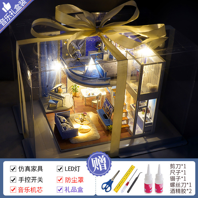 Qiaozhijiang diy キャビンロフトヴィラ手組み立てプリンセス小さな家ミニチュアモデルおもちゃ誕生日ギフト|undefined
