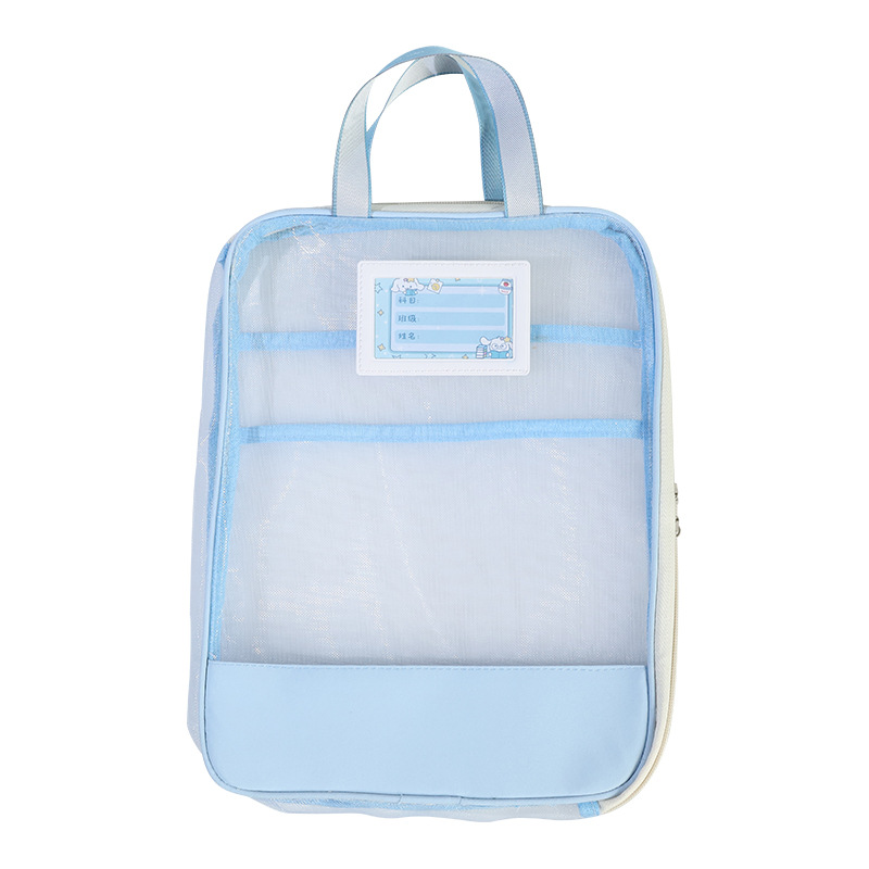 Bolsa de sujeción en forma de L gruesa gran apertura bolsa de archivo transparente de examen bolsa de mano de hilo de malla para almacenar papeles de examen de estudiantes