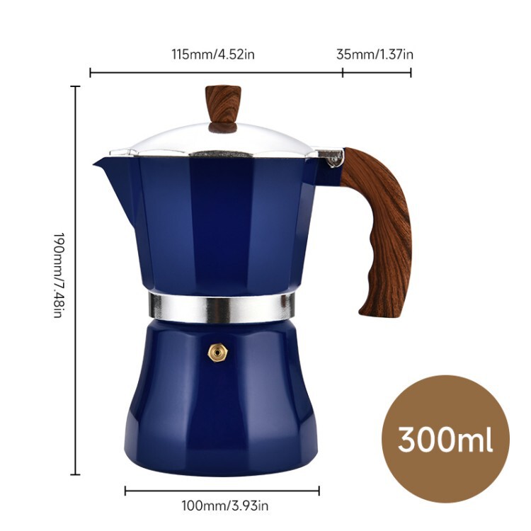 Wood Grain Handle Moka Pot Multifunctional Bottomed Coffee Pot Outdoor Portable Coffee Maker Induction Cooker Hand Brewing Pot