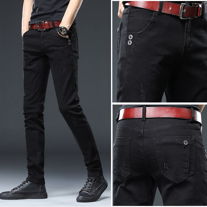 Gray High-End Men's Jeans Trendy Slim Fit Skinny Casual Gray Long Pants Autumn Winter 2025 New Style