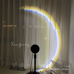 Ins Simple Moon Projection Lamp Bedroom Popular Atmosphere Lamp Rainbow Night Light Girl Heart Table Lamp Birthday Gift