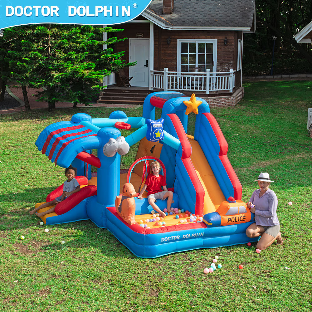 Dr. Dolphin | Pequeño castillo doméstico, animal doméstico, policía, castillo hinchable, castillo de paraíso infantil familiar