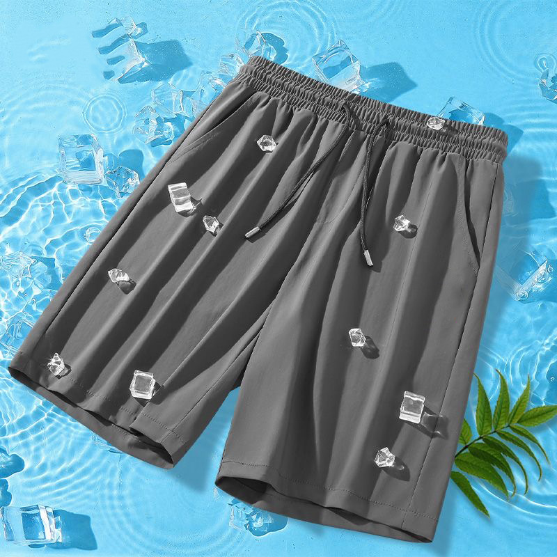 Verano cinco pantalones cortos delgados de hombre pantalones deportivos sueltos gordo hielo negro cinco pantalones cortos de hombre