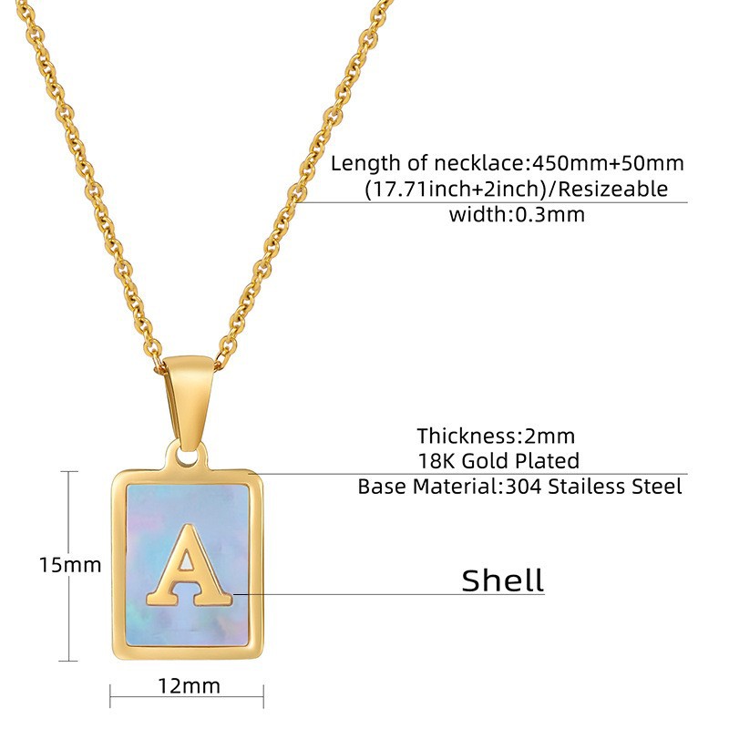 Fashion Letter Stainless Steel Plating Inlay Shell Pendant Necklace 1 Piece display picture 1