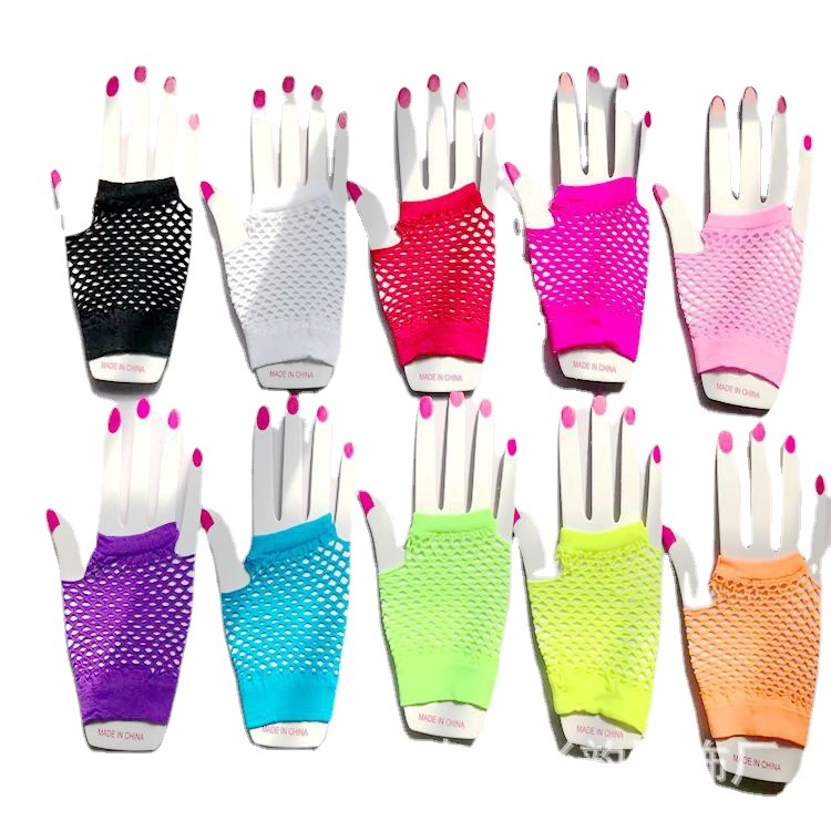 Fábrica directa de guantes de malla al por mayor guantes de red de pesca personales dedos corto guantes punk image 3