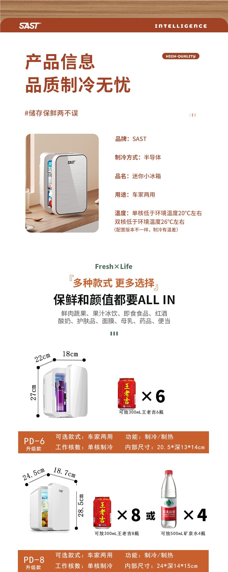sast mini refrigerator mini freezer and refrigerator for car, home, dormitory, breast milk, office, student small freezer