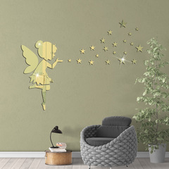 亞克力仙女吹星星立體水晶鏡面貼 臥室客廳背景家居裝飾自粘牆貼