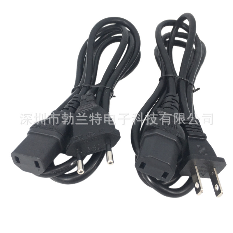 American Standard 2-pin word 2-hole European standard 2-pin word 2-hole socket EU TO C13 power cord 1.5 m Copper