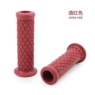 Motorcycle modification handle rubber cover Motorcycle Safety Supplies - ling-shaped-retro-handle-glue-with-holes-wine-red