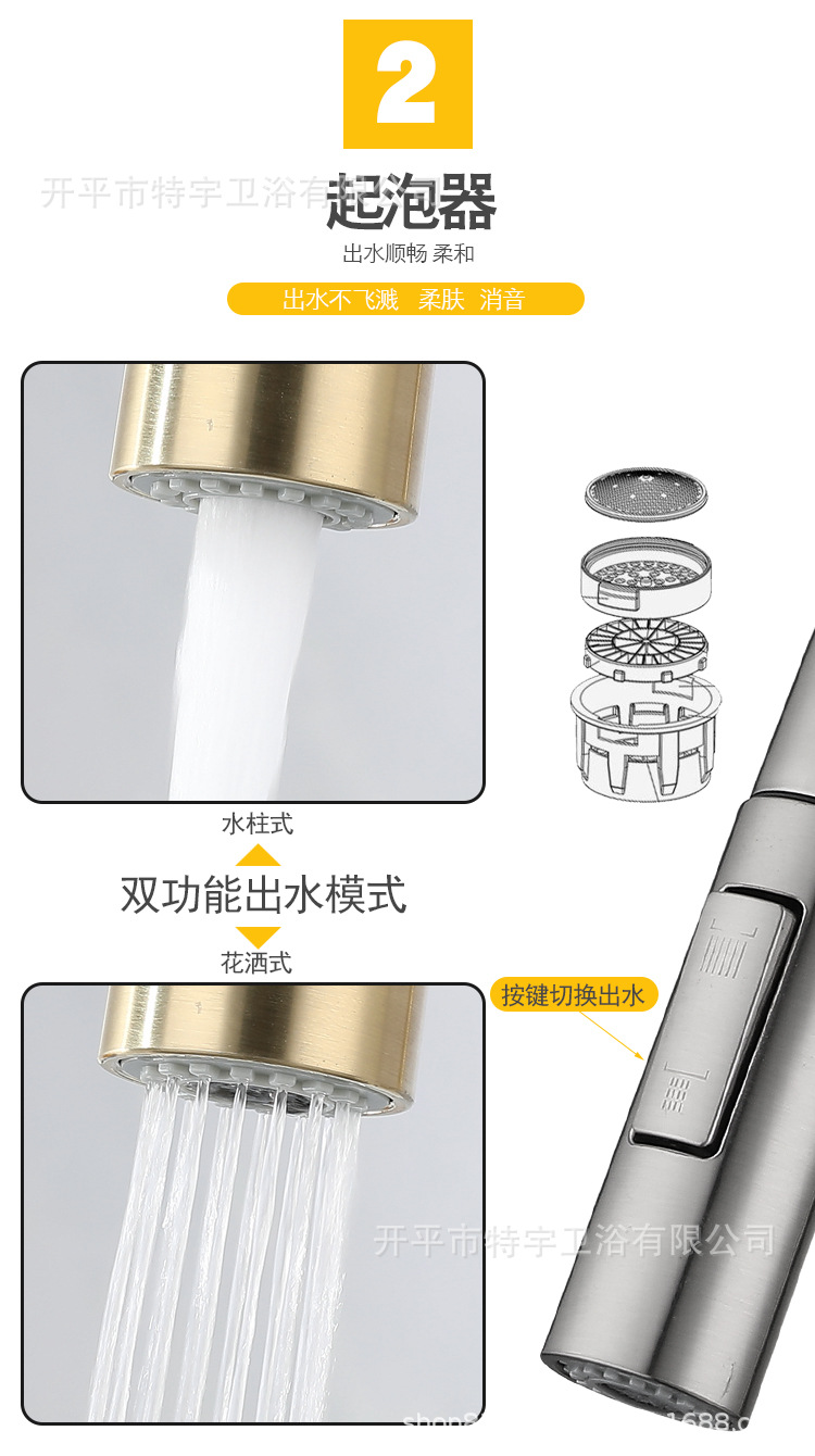 Manufacturer's 304 stainless steel electroplated black and white brushed gold sensor touch touch cold and hot kitchen pull-out faucet Application Scenario