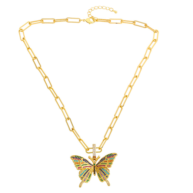 colored zircon butterfly pendant necklace