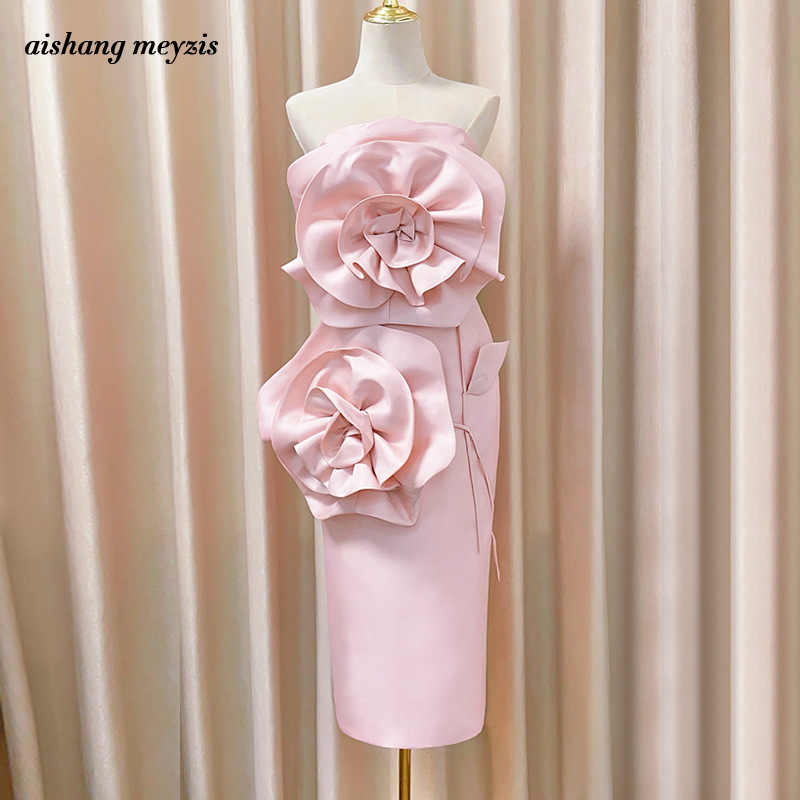 Sleeveless Dress Adult Dress Female Pure Desire Off-Shoulder Temperament Socialite High-End Pink Tube Top Dress Wholesale