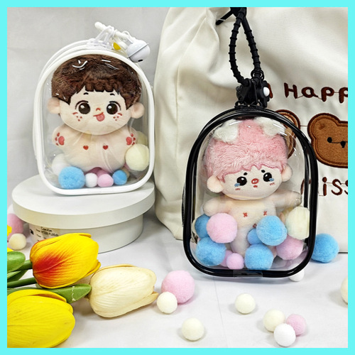 10cm Baby Carrier Outdoor Stroller Bag PVC Transparent Storage Box Glue Toy Cotton Doll Display and Storage Bag