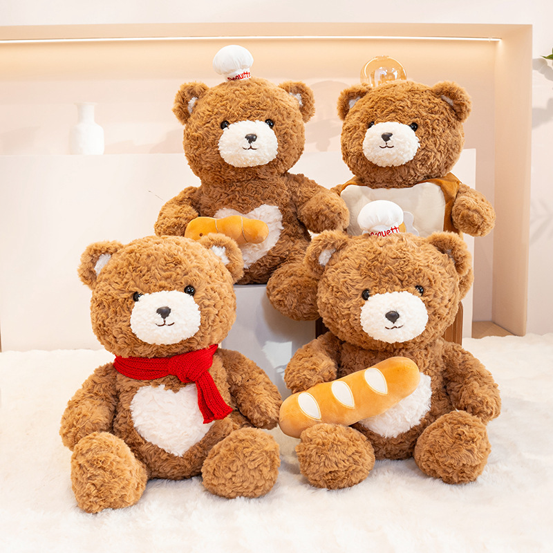 Nuevo amor oso bufandas oso muñeca pastel de pan oso de peluche almohada muñeca para dormir regalos de día de San Valentín para mujeres