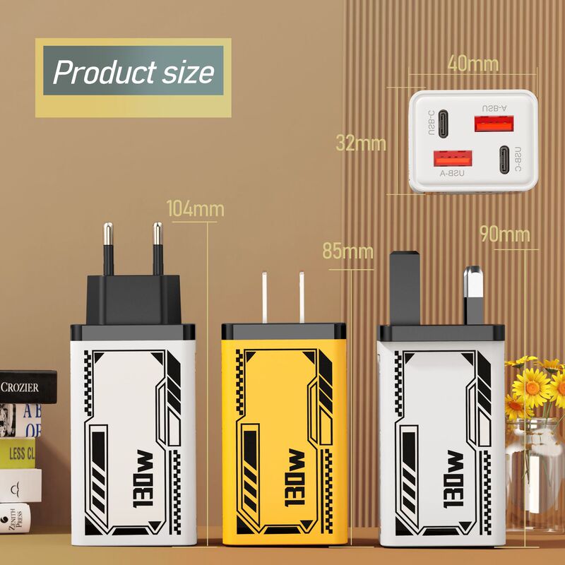 Multi-Port Mobile Phone Charger Usb+Type-C Plug Suitable for Huawei Apple Xiaomi Charging Head 130W Fast Charging Head Multi-Port Mobile Phone Charger Usb+Type-C Plug Suitable for Huawei Apple Xiaomi Charging Head 130W Fast Charging Head