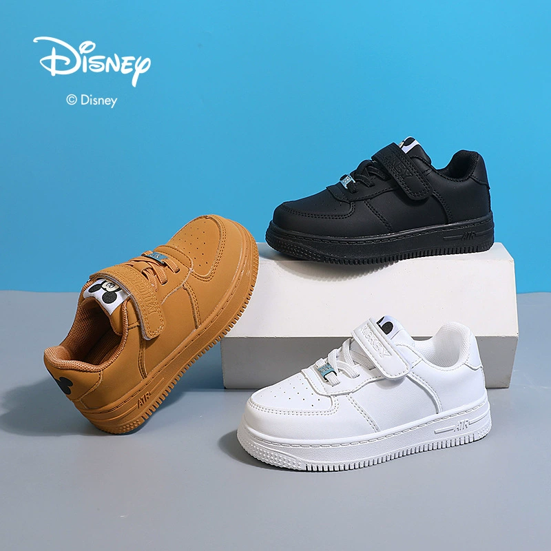 Детские белые туфли Disney aj кроссовки для мальчиков и девочек 6-12 лет кожаная спортивная обувь однотонная черная большая детская обувь