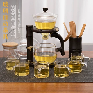 耐高温玻璃全自动功夫茶具商用一整套轻奢泡茶杯茶壶带盖套装批发