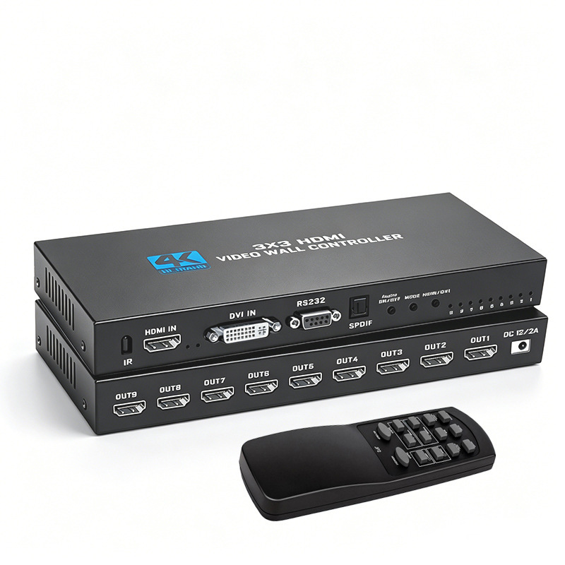 Factory Direct Sales 4K Nine-Screen Splicer 1 in 9 Out HDMI Input Lcd Tv Store Splicing Box 4K30Hz Factory Direct Sales 4K Nine-Screen Splicer 1 in 9 Out HDMI Input Lcd Tv Store Splicing Box 4K30Hz