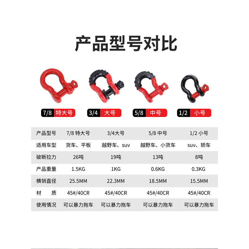 Forja de troquel estadounidense vehículo todoterreno Medio Anti-suelto gancho en forma de U grillete gancho de arco herradura Remolque de alta resistencia americano gancho en forma de U