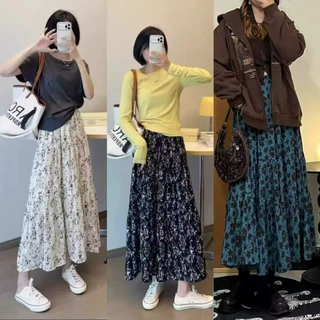 实价碎花半身裙女法式复古高腰a字裙中长款裙