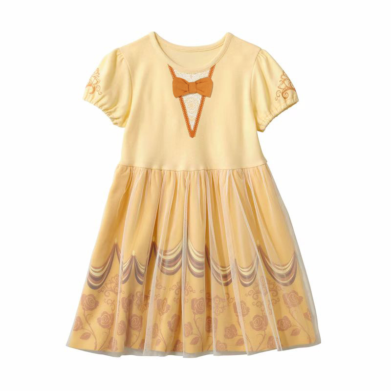 Vestido de niña de verano vestido de princesa de niña media manga falda de malla de algodón vestido de dama delgada japonesa 1-8 años de edad