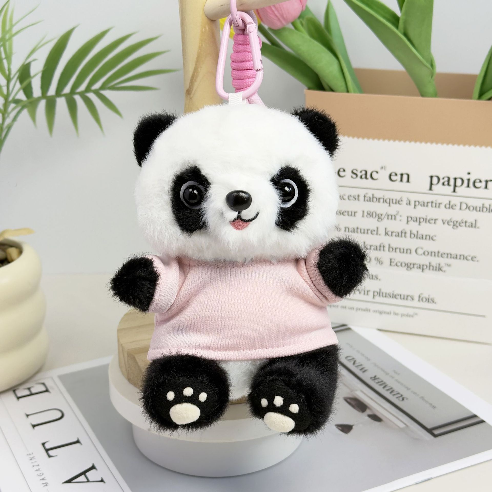 Panda muñeca suéter muñeca sonriente juguetes de peluche reunión anual regalos bancarios se pueden imprimir LOGO