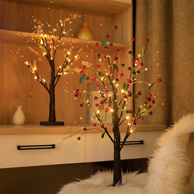 跨境专门供 led果实发光树灯复古灯圣诞节日房间卧室家居装饰灯