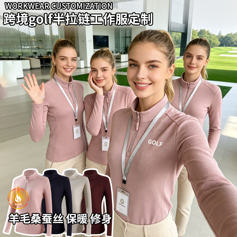 Cross-border golf half-zip sweatshirt, club workwear top, long-sleeve golf women's clothing, custom-made Cross-border golf half-zip sweatshirt, club workwear top, long-sleeve golf women's clothing, custom-made