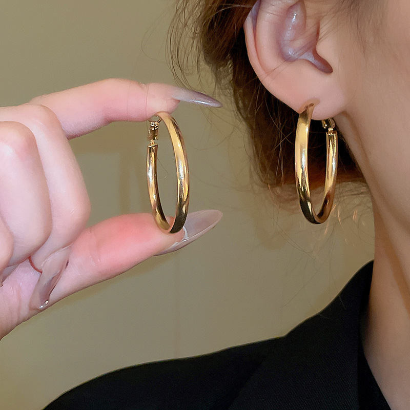 Pendientes ovalados simples de aguja de plata Pendientes de tendencia de personalidad transfronteriza europea y americana Pendientes de diseño de todo fósforo de nicho al por mayor