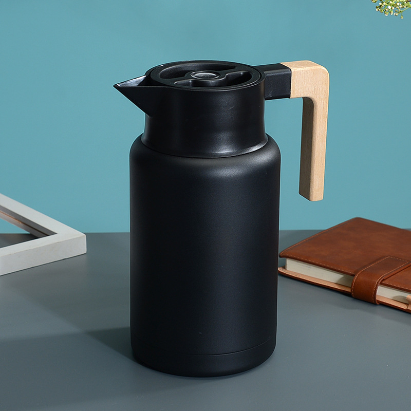 Tetera térmica de acero inoxidable con mango de madera, estilo europeo, para hotel o regalo image 5