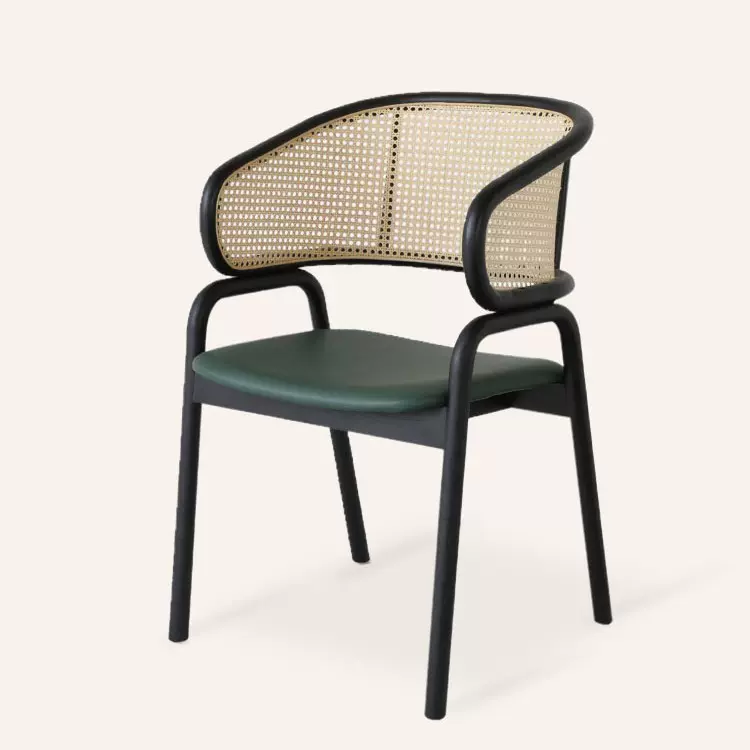 北欧实木藤编酒吧椅简约黑色商用吧台椅子设计师创意酒吧高脚椅