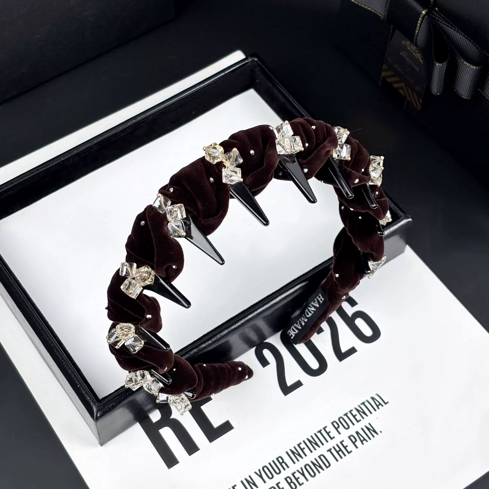 原版现货星钻密语丝绒编织高颅顶发箍女整理碎发显脸小压发头箍新