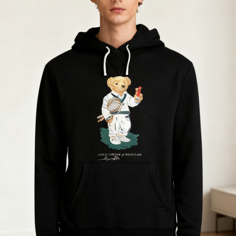 Autumn and Winter Polo Bear Loose-Fitting Bear Casual Youth Men's Sweatshirt Rl Hooded Men's Fleece Jacket