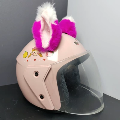 Ski Helmet Decoration Handmade Motosiklet dəbilqələri - three-dimensional-rose-pink-and-white-pointed-cat-ears