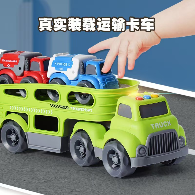 Cross-Border Amazon Toy Transport Large Truck Children's Model Music Engineering Vehicle Storage Tractor Truck Boy Wholesale
