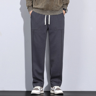 L632 | Plus size men's autumn and winter new bright fold Sun line casual pants men's loose simple all-match straight trousers