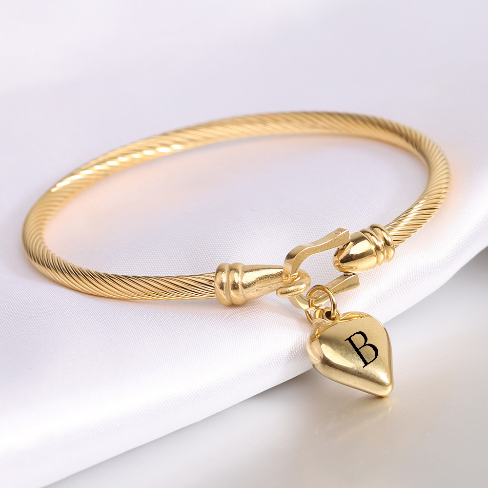 21g Weight 304 Stainless Steel Pendant Material Bangle Classification 304 Stainless Steel Chain Material 1 Piece Quantity Casual, Holiday Occasion 304 Stainless Steel Material Letter Pattern Unisex Gender Plating Design Simple Style Style Simple Style Letter 304 Stainless Steel Bangle In Bulk 1