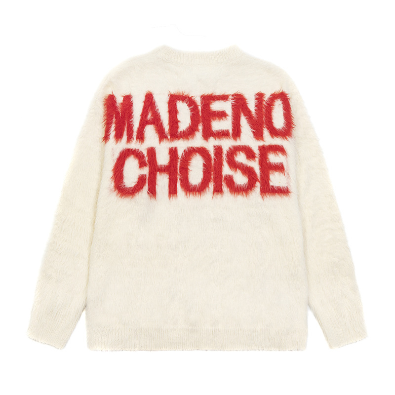 Herrenbekleidung Mode Nischendesign Buchstabendruck Rundhalspullover Herren trendiger Markenpullover im Lazy Style Loose Couple Sweater_voghion.com