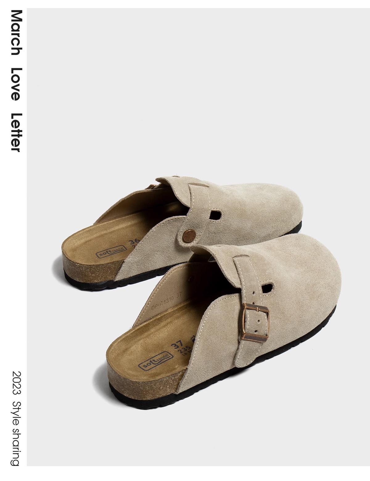 [Weiwei girl] all-leather Boken women's shoes thick bottom slippers flat fishing Boken shoes closed toe half slippers women