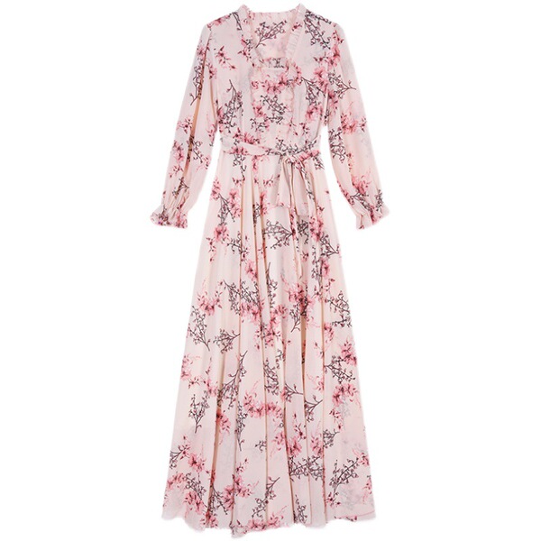 Demi-season elegant shiffon dress