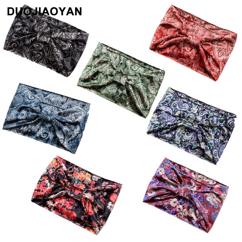 Heißer verkauf herbst und winter elastische breite rand samt kopftuch gedruckt taille obst blume stirnband_voghion.com